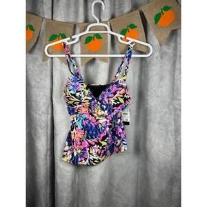 Island Escape Women's Gemini Underwire Tankini Top Swimwear Multi Size 6